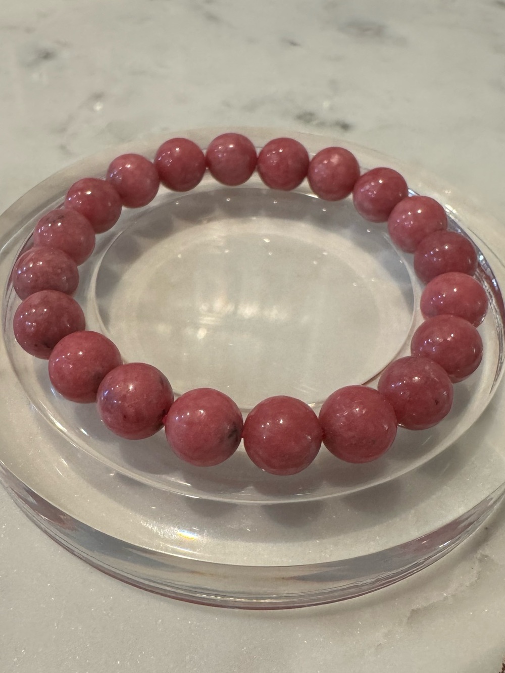 Natural Pink Rhodonite Gemstone beaded Stretchy Bracelet